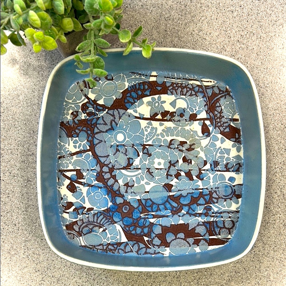 RARE MCM Numbered Floral Blue and Brown Decorative Plate